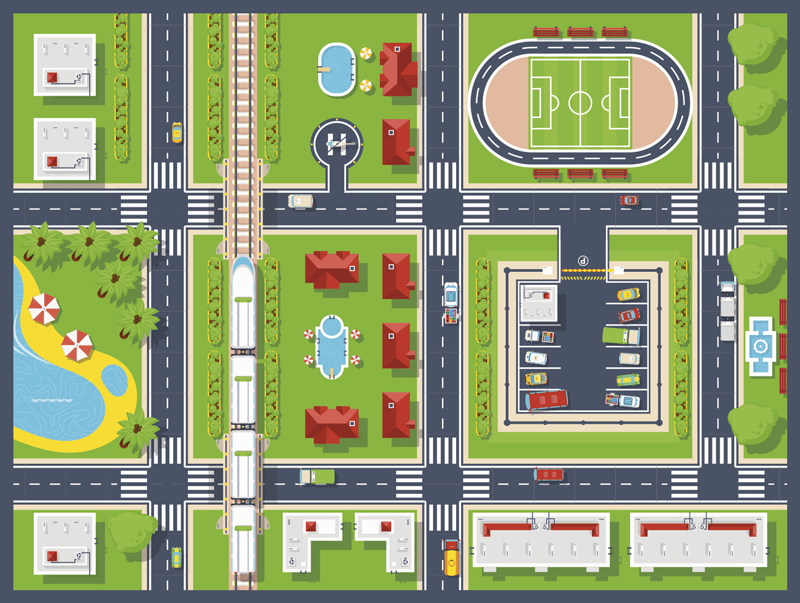 Alfombra vinílica carretera alfombra de juego de la ciudad - TenVinilo