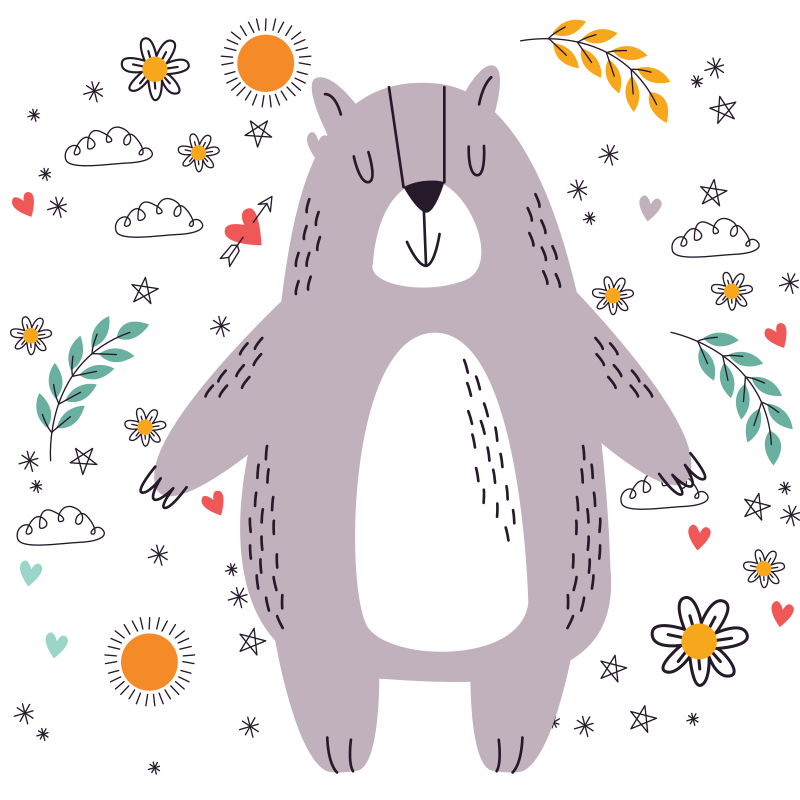 Alfombra vinílica infantil ilustración de oso caprichoso - TenVinilo