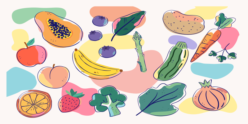 Alfombra vinílica cocina ilustración de fruta colorida - TenVinilo