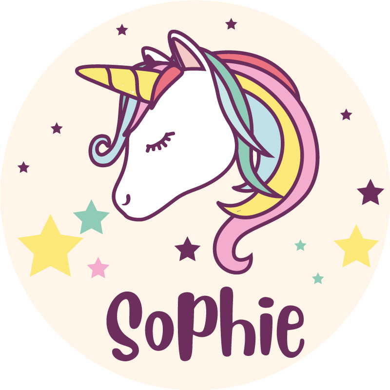 Alfombra vinílica personalizable ilustración de unicornio - TenVinilo