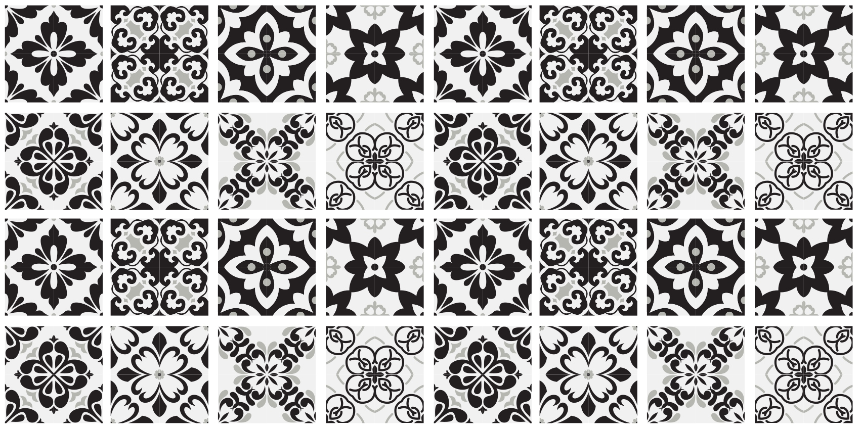 Alfombras vinílicas modernas Azulejos en blanco y negro - TenVinilo