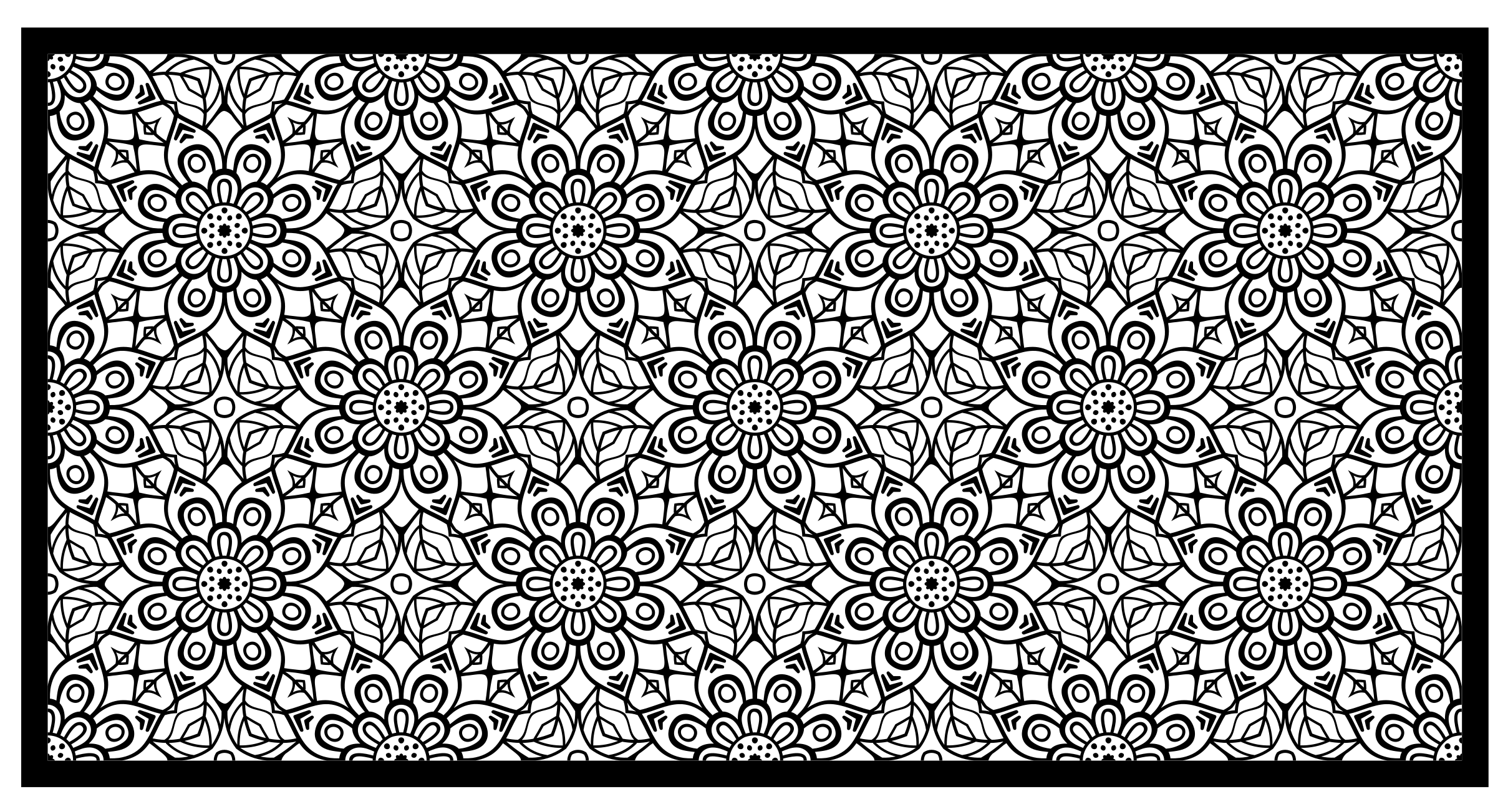 Alfombra vinílica mandala Patrón de mandala blanco y negro - TenVinilo