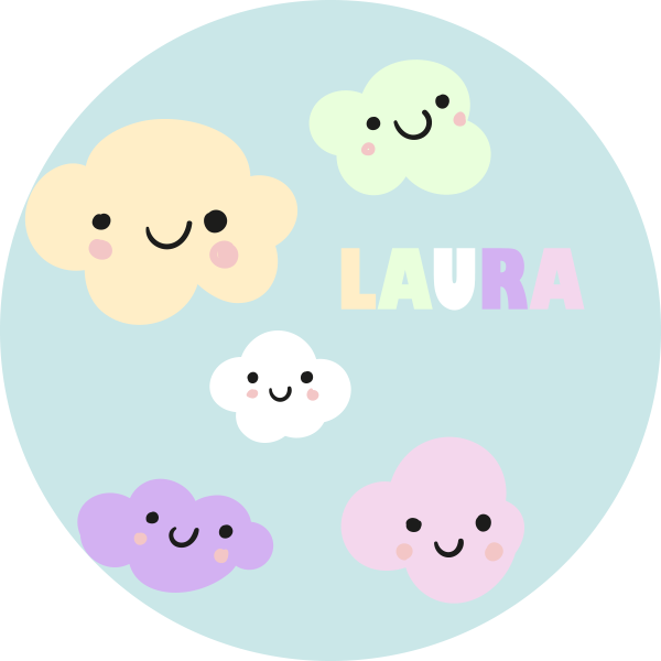 Alfombra vinílica con nombre nubes coloridas - TenVinilo