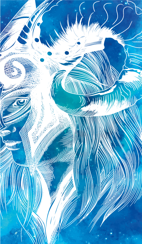 Aflombra vinílica animales ilustración caprina mítica - TenVinilo