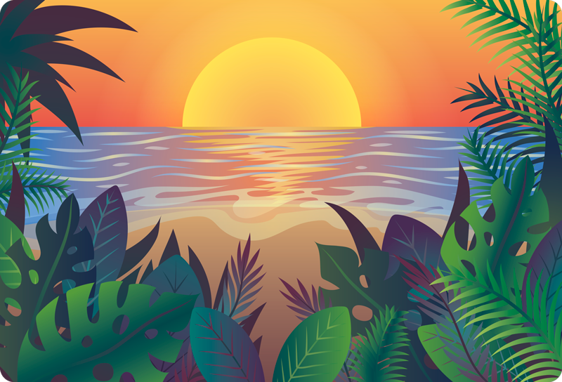 Alfombra vinílica naturaleza puesta de sol tropical - TenVinilo