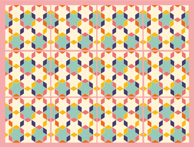 Alfombra vinílica geométrica teselado colorido - TenVinilo