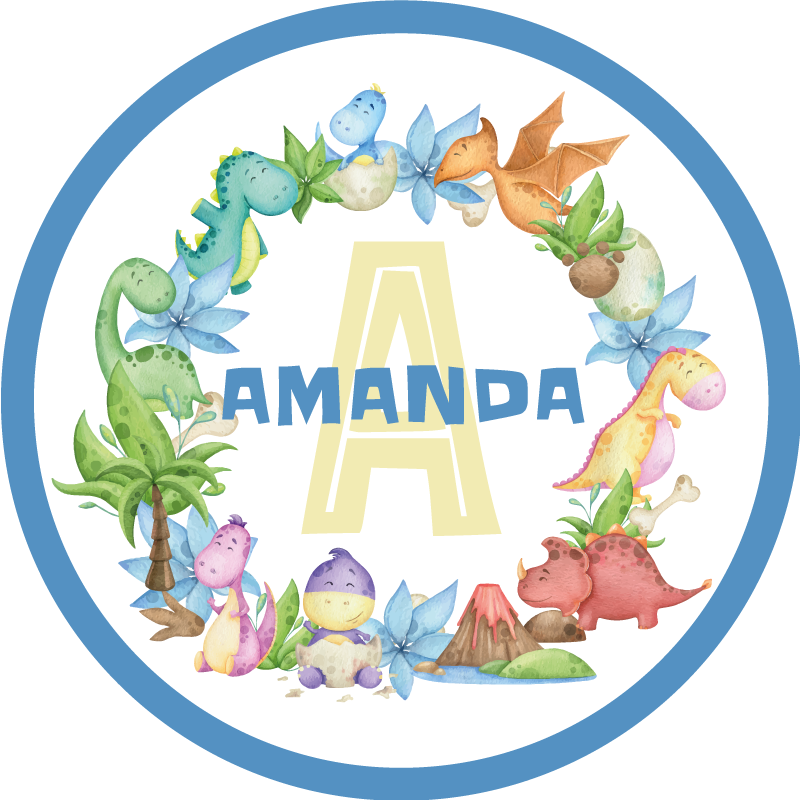 Alfombra vinílica personalizable círculo de dinosaurios - TenVinilo