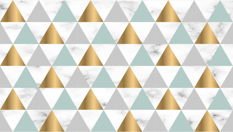 Alfombra vinilo triángulos grises y dorados - TenVinilo