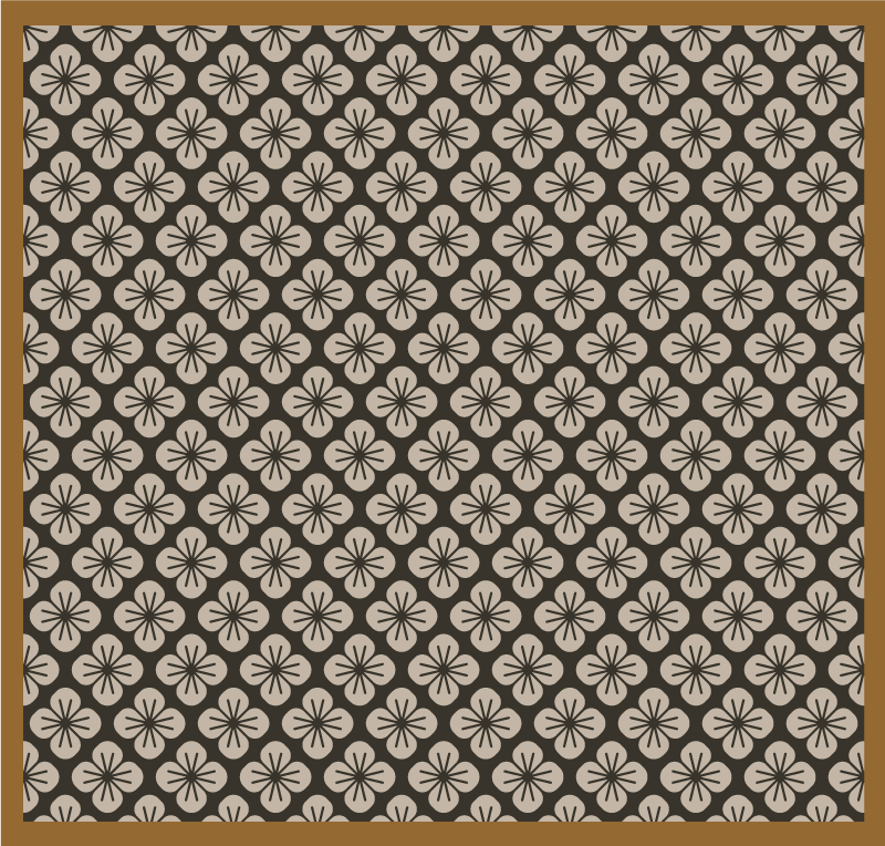 Alfombra vinilo cocina patrón flores marrón - TenVinilo