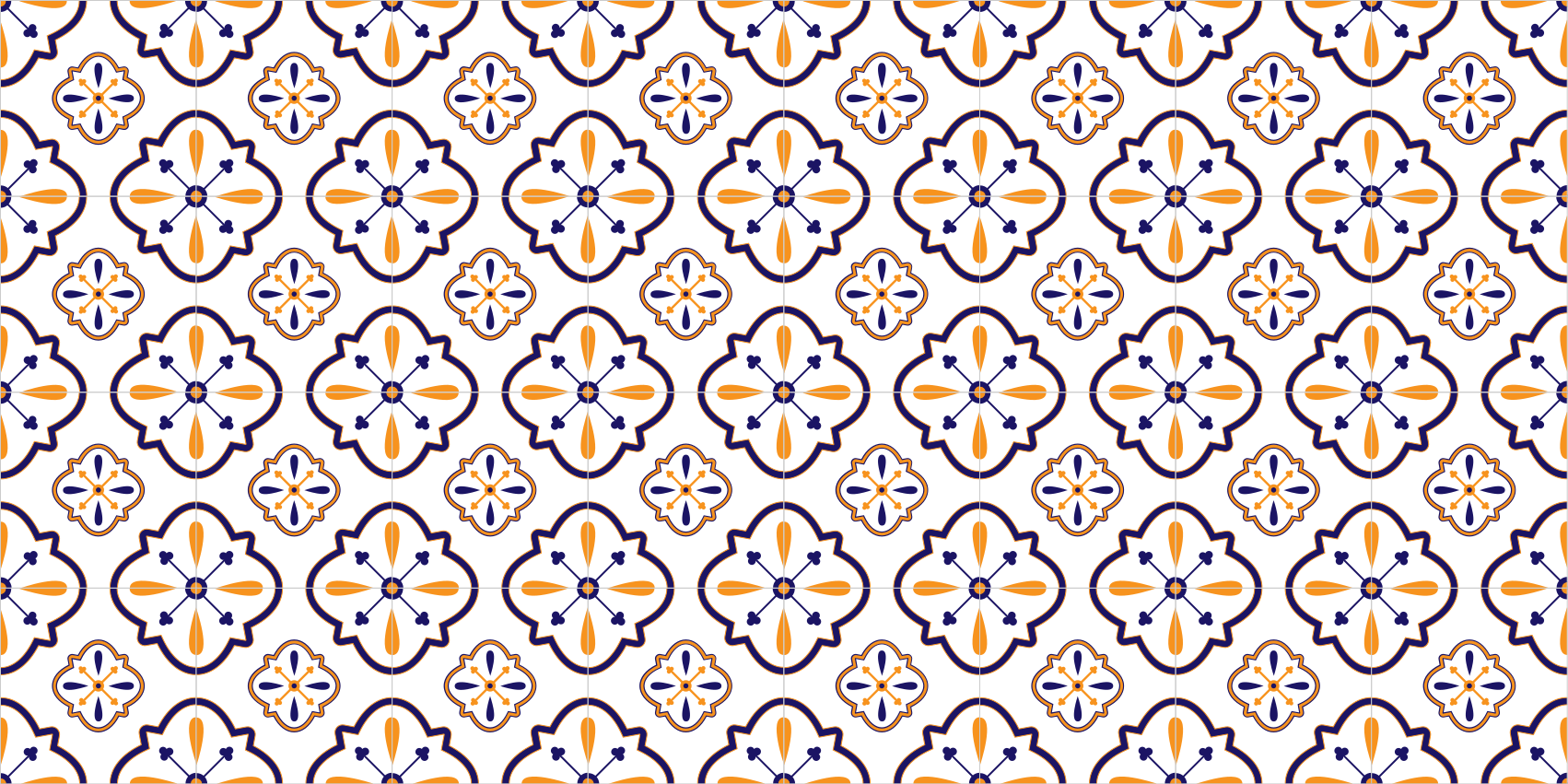 Alfombra vinílica cocina réplica de azulejos florales - TenVinilo