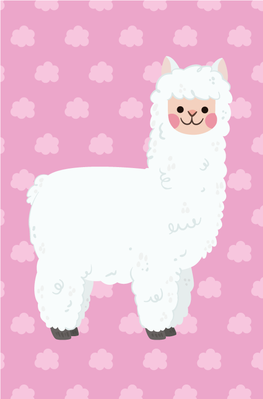 Alfombra vinílica bebé ilustración de llama nublada - TenVinilo