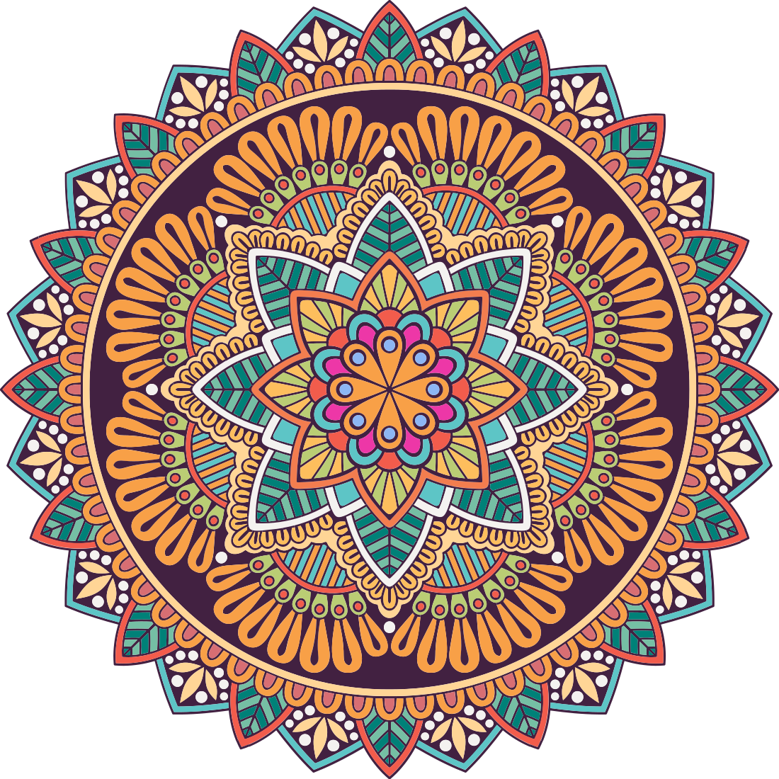 Alfombra vinílica mandala Flor de mandala de colores - TenVinilo