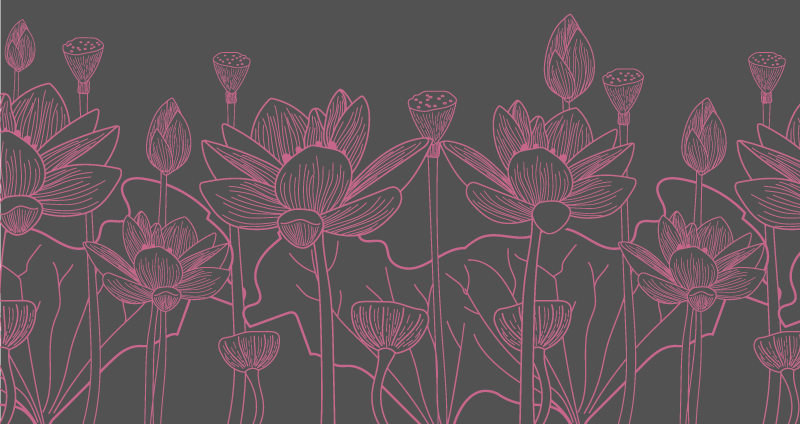 Alfombra vinílica flores boceto de contorno floral - TenVinilo