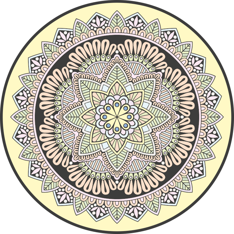 Alfombra vinílica mandala motivo circular complejo - TenVinilo
