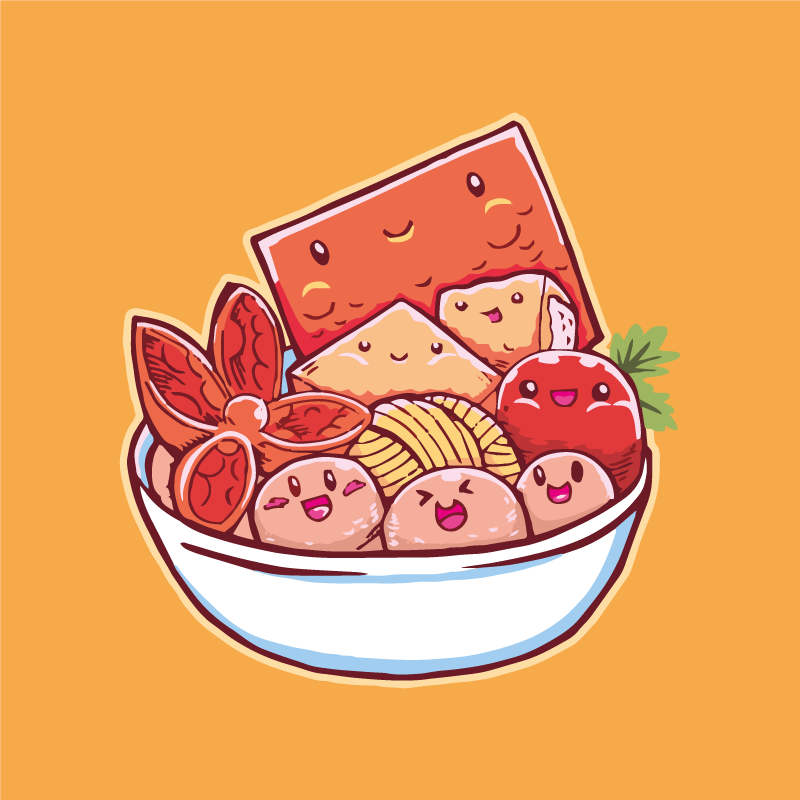 Alfombra vinilo cocina Comida de dibujos animados lindo - TenVinilo