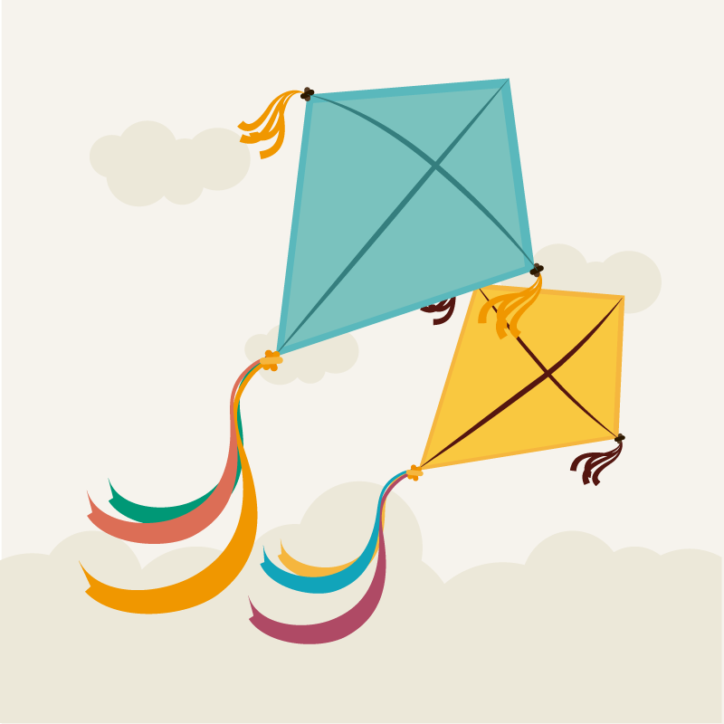 Alfombra vinílica infantil ilustración de cometas voladoras - TenVinilo