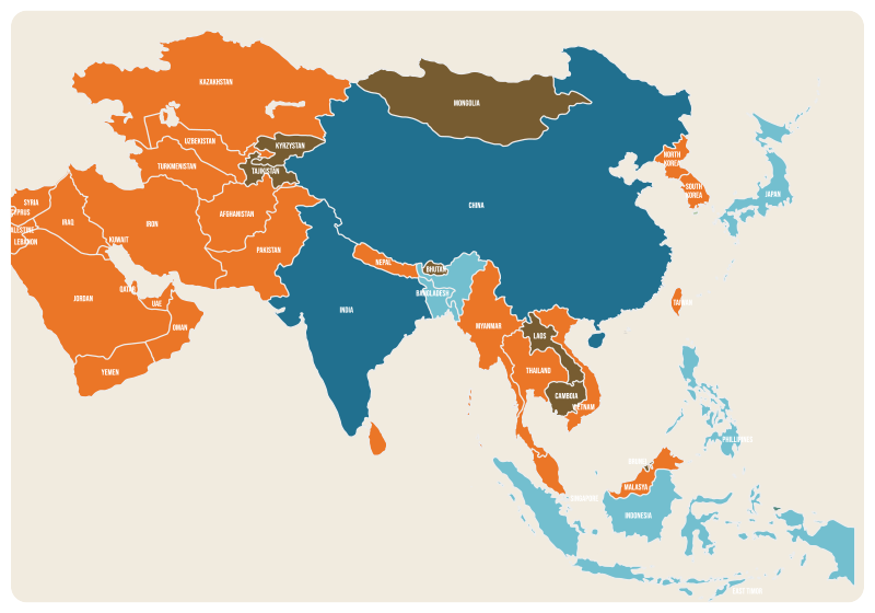 Alfombra de vinilo mapamundi Tarjeta de asia - TenVinilo