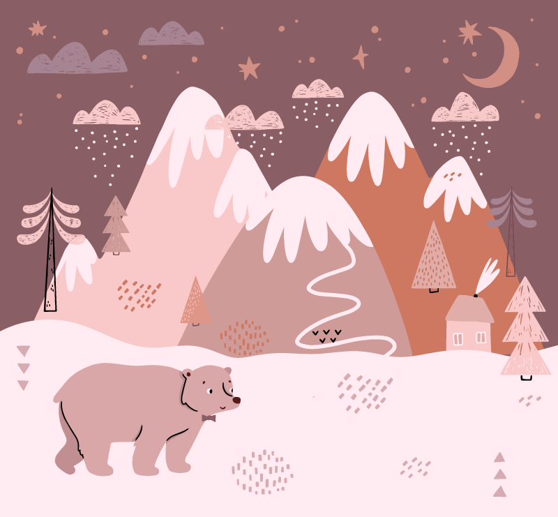 Alfombra vinílica infantil confort del paisaje invernal - TenVinilo