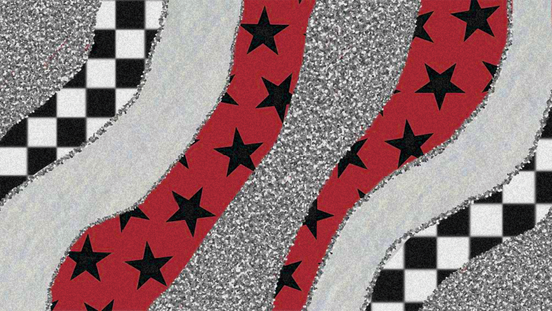 Alfombra vinílica imitación ondas rojas estrelladas - TenVinilo