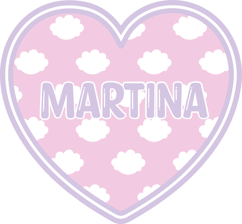 Alfombra vinílica con nombre corazón de nubes - TenVinilo