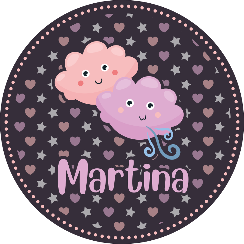 Alfombra vinílica infantil nubes moradas con nombre - TenVinilo