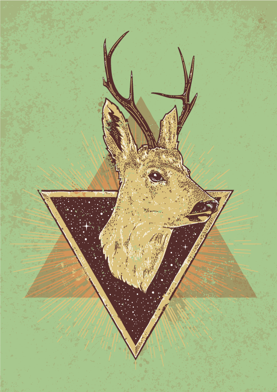 Aflombra vinílica animales cabeza de ciervo estilizada - TenVinilo