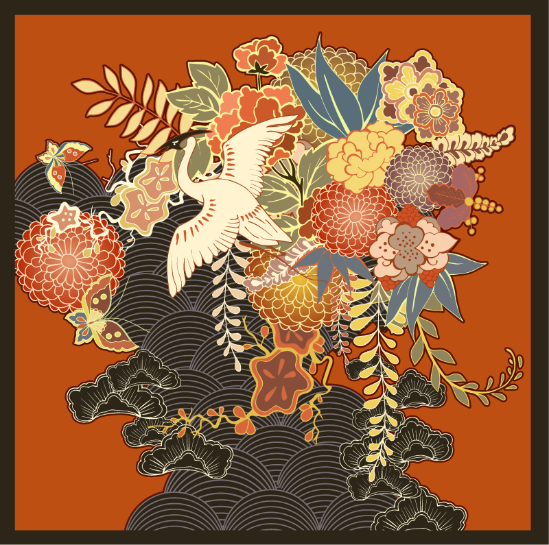 Alfombra vinílica flores elemento botánico elaborado - TenVinilo