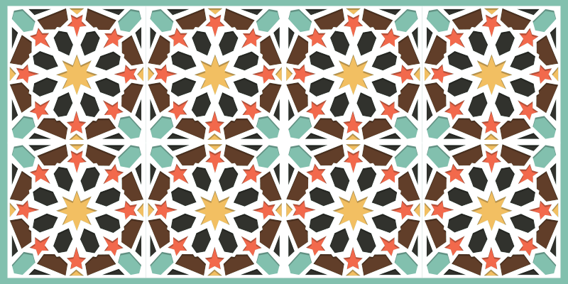 Alfombra vinílica hidráulica azulejos estrellados de colores - TenVinilo