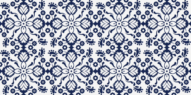 Alfombra vinílica hidráulica diseño floral azul y blanco - TenVinilo