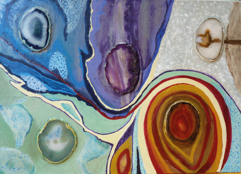 Alfombra vinílica imitación mármol remolinos de colores - TenVinilo