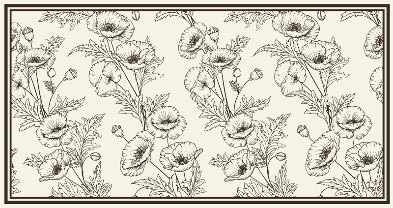 Alfombra vinílica salón patrón de contorno floral - TenVinilo