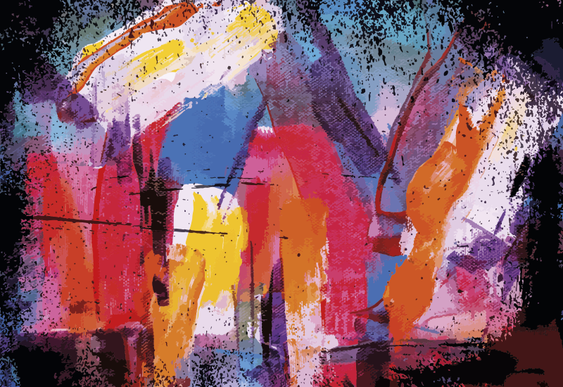 Alfombra vinílica moderna salpicadura abstracta vibrante - TenVinilo