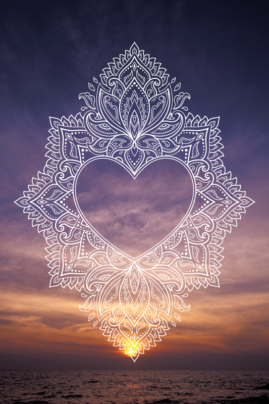 Alfombra vinílica mandala diseño elegante y con corazón - TenVinilo