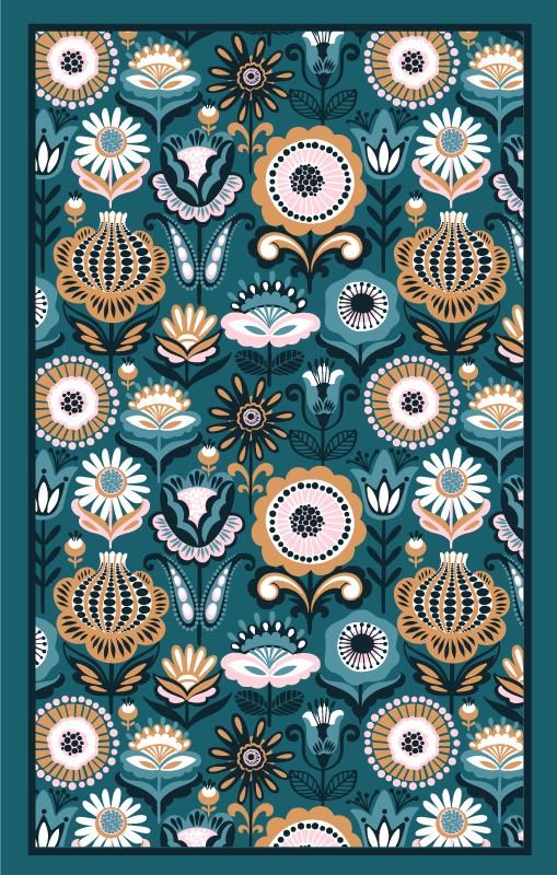 Alfombra vinílica dormitorio patrones de hojas florales - TenVinilo