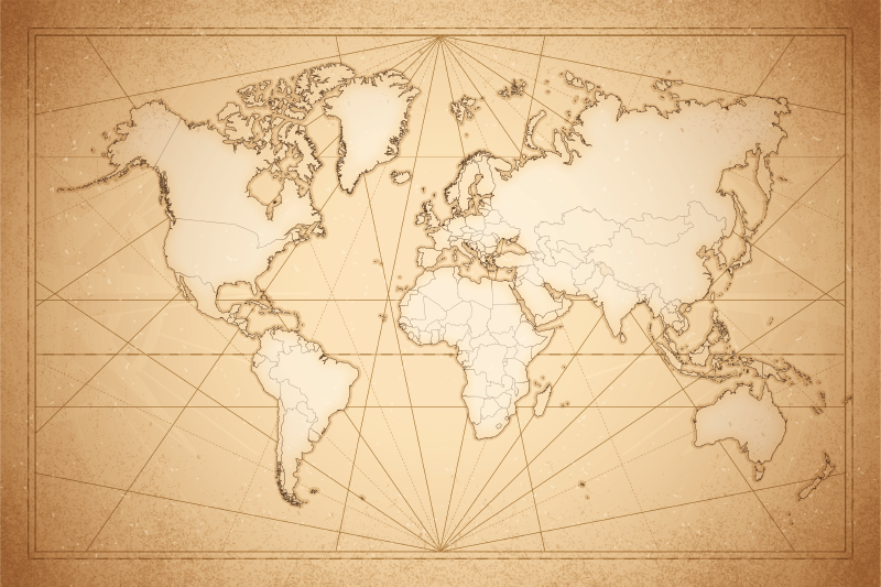 Alfombra de vinilo mapamundi Mapa del mundo del siglo xix - TenVinilo