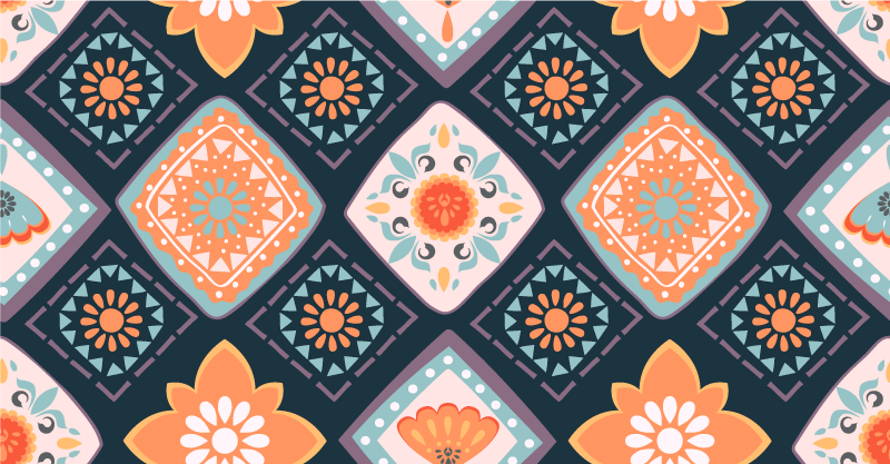 Alfombra vinílica baño diseño floral animado - TenVinilo