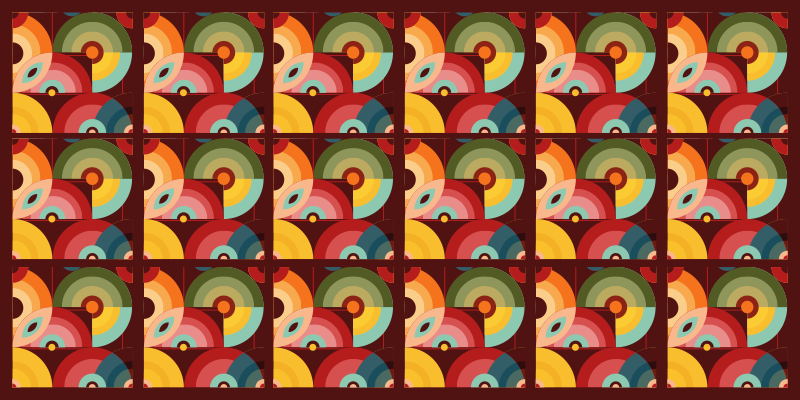 Alfombra vinílica vintage formas circulares coloridas retro - TenVinilo