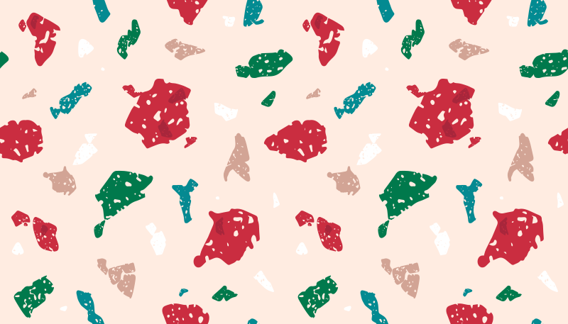 Alfombra vinílica imitación diseño de terrazo colorido - TenVinilo