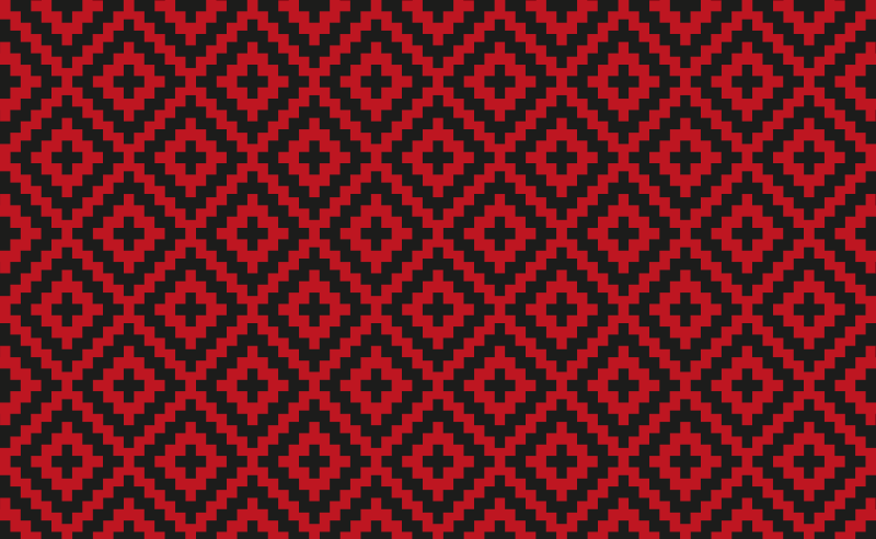 Alfombra vinílica comedor geometría con patrón rojo - TenVinilo