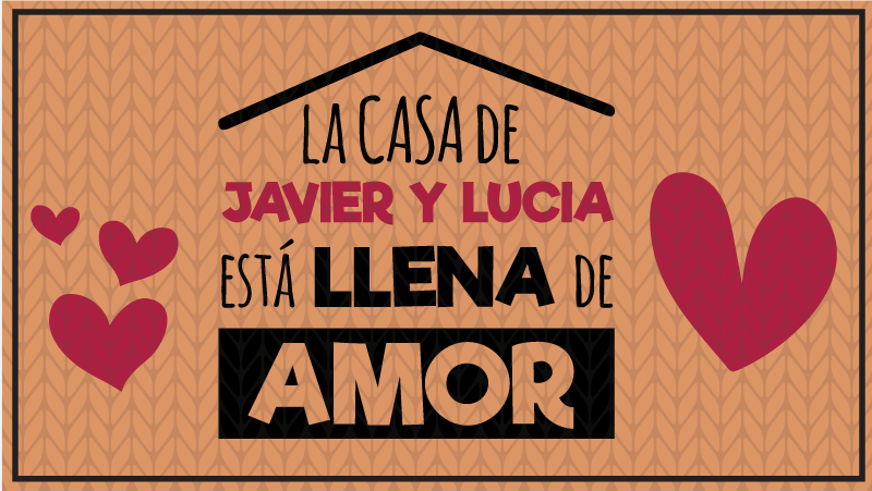 Alfombra vinílica con nombre Casa llena de amor - TenVinilo