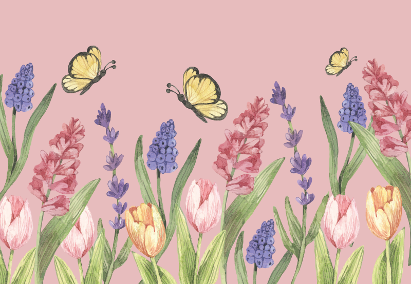 Alfombra vinílica flores emblema del jardín botánico - TenVinilo