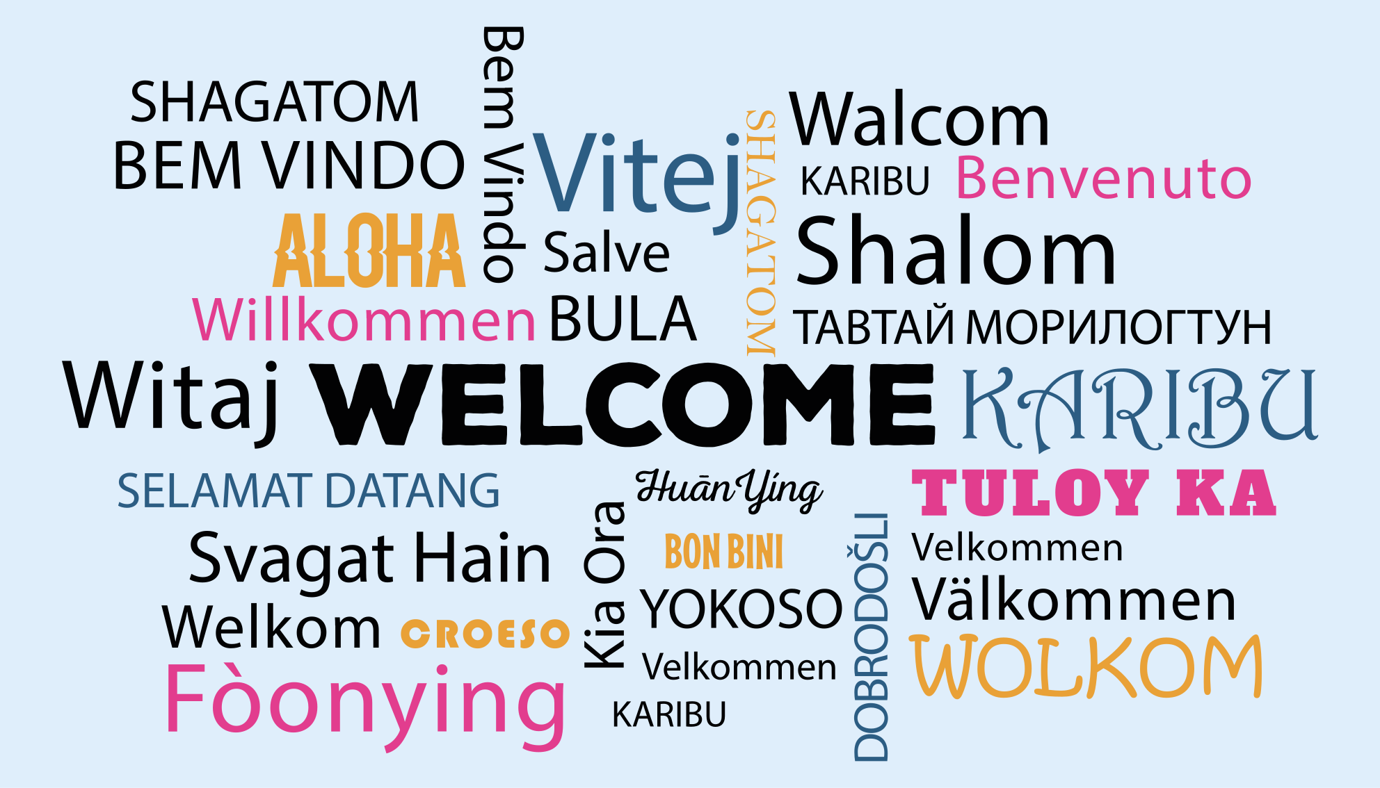 Alfombra vinílica con frase bienvenidos a todos aloha - TenVinilo