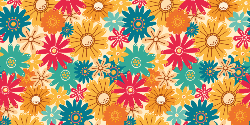 Alfombra vinílica flores diseño de flores coloridas - TenVinilo