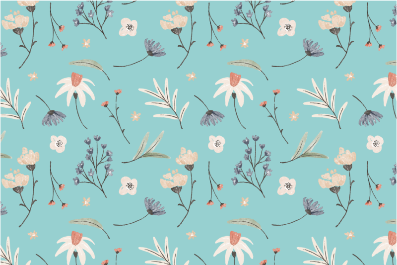 Alfombra vinílica flores patrones florales florecientes - TenVinilo