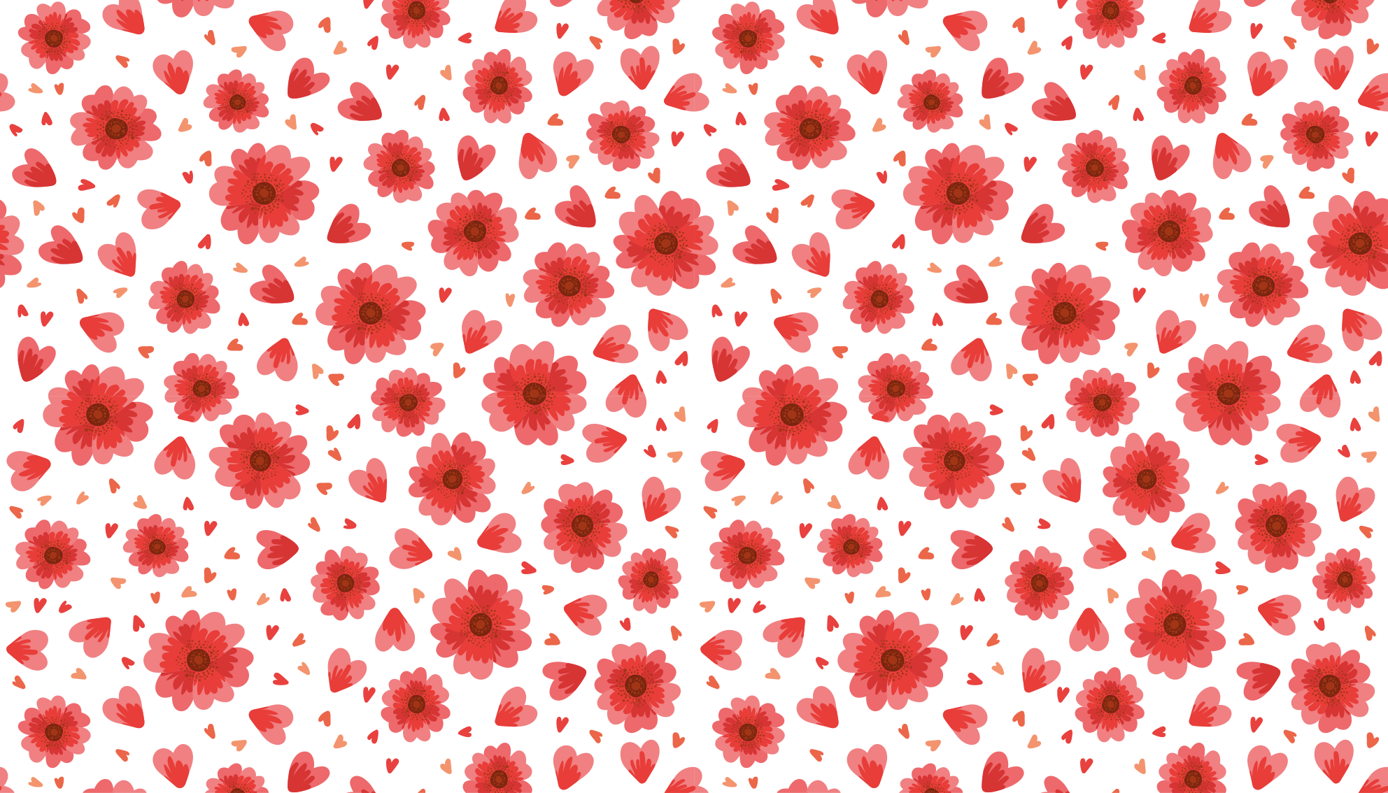 Alfombra vinílica flores patrón de corazón floral - TenVinilo