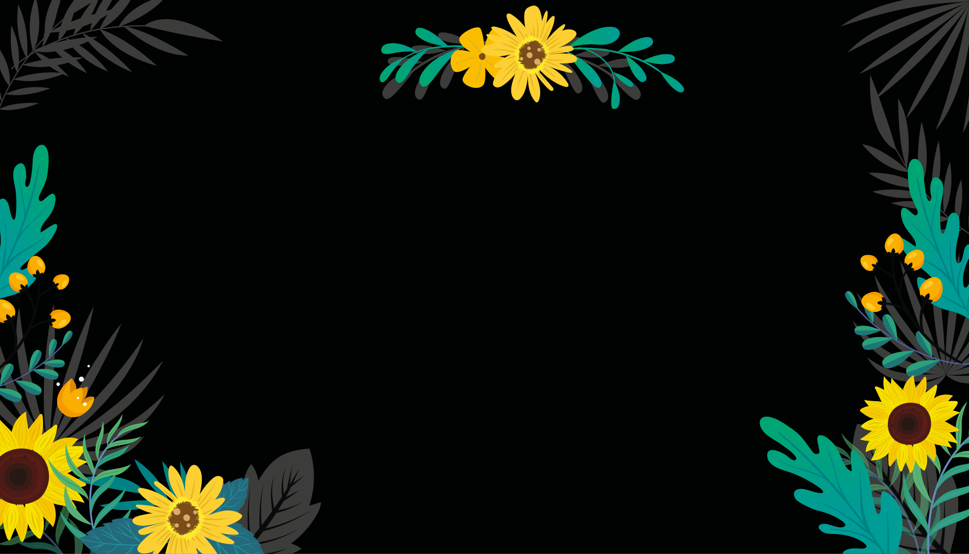 Alfombra vinílica flores Girasoles sobre fondo negro - TenVinilo