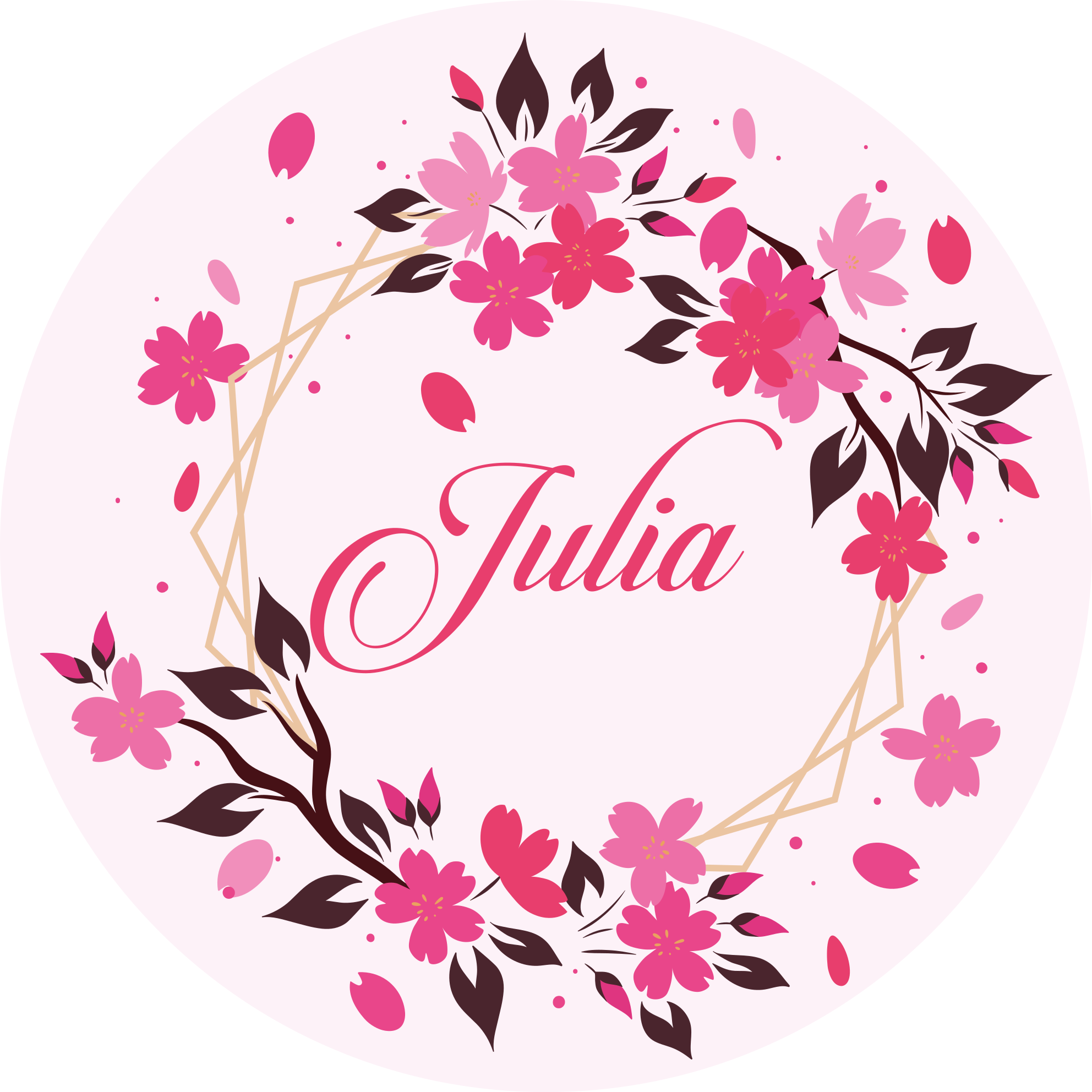 Alfombra vinílica dormitorio corona botánica con nombre - TenVinilo