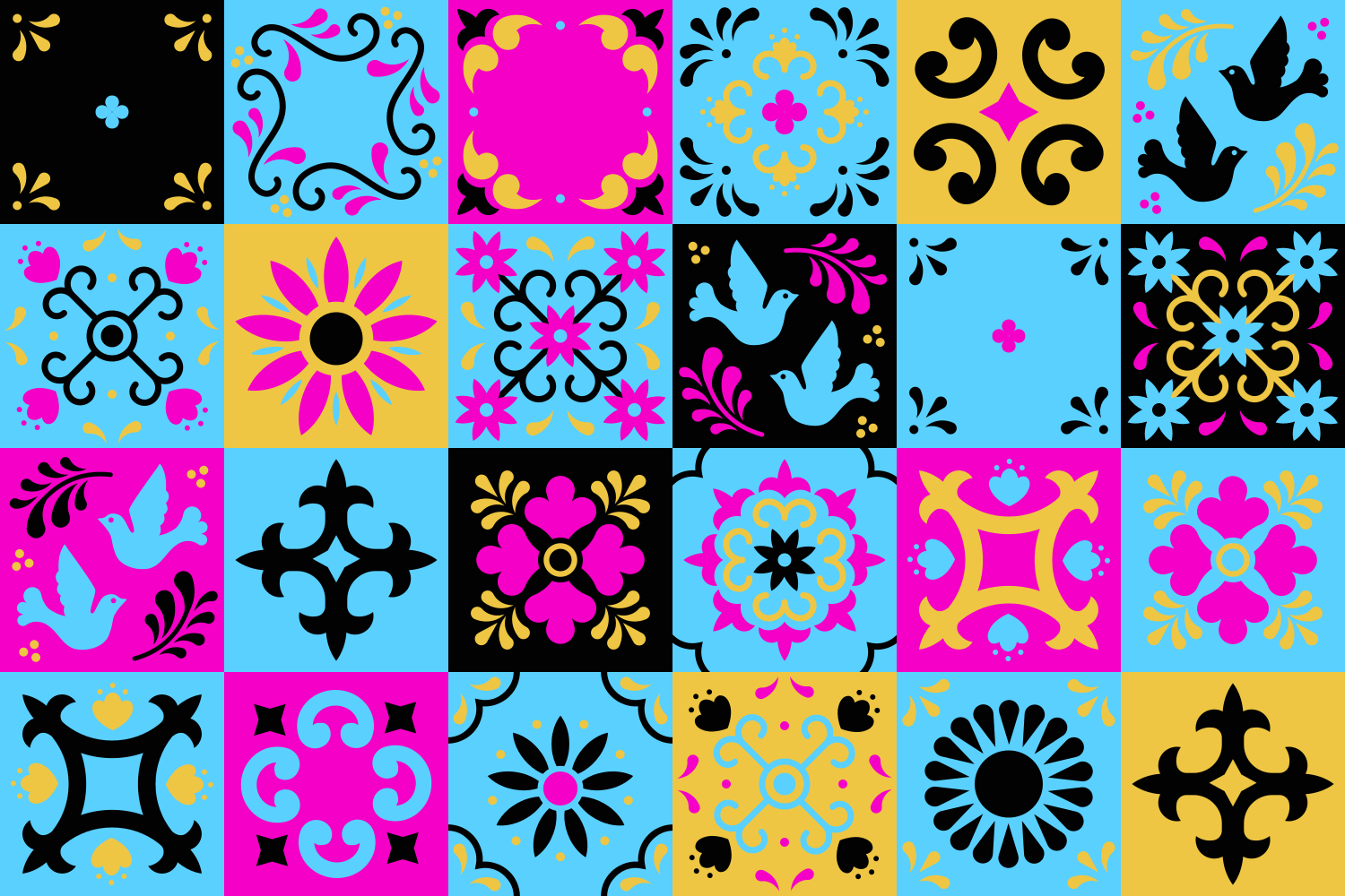 Alfombra vinilo cocina Azulejos de flores de colores - TenVinilo