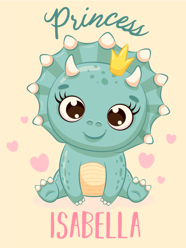 Alfombra vinílica con nombre Princesa dinosaurio personalizable - TenVinilo