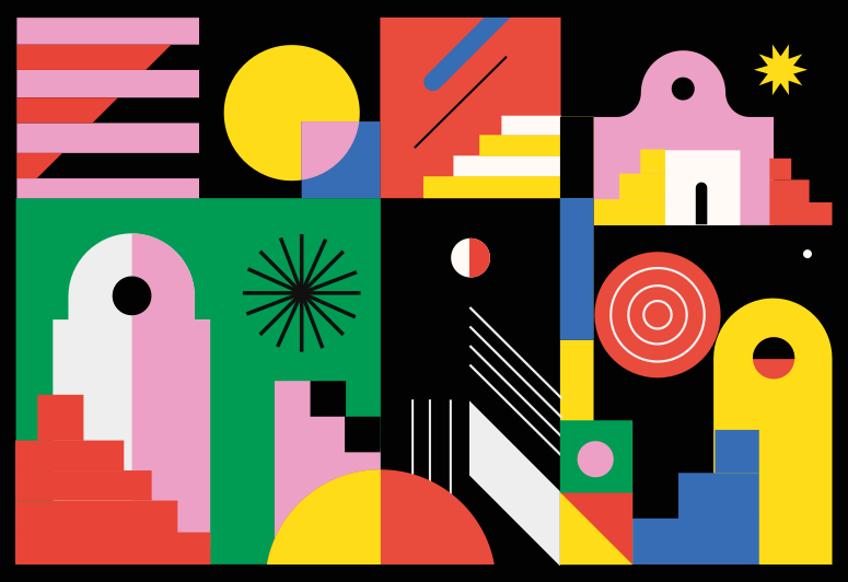 Alfombra vinílica dormitorio Mosaico de elementos geométricos pla - TenVinilo